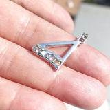 Harp shaped Natural Moonstone Pendant, Sterling Silver Pendant, Triangle shaped pendant, 4 Moonstone Pendant