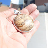 Minimalist Brown Jasper Silver Pendant, Sterling Silver Pendant, Minimalist Pendant, Jasper Cabochon, Unique design, Jasper Silver necklace, Gift for her