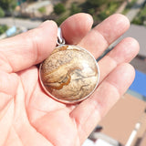 Minimalist Brown Jasper Silver Pendant, Sterling Silver Pendant, Minimalist Pendant, Jasper Cabochon, Unique design, Jasper Silver necklace, Gift for her