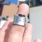 Minimalist Silver Ring, Sterling Silver Ring, handmade silver ring, hammered design, wide band Ring, gift for her - flexible Size 6.5