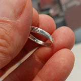 Emerald Ring, Gemstone Ring, Sterling Silver Ring, Solitaire Ring with oval cut Green Emerald and 8 white CZ, Gift for Her, Unique - Size 6