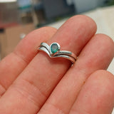 Emerald Ring, Sterling Silver Ring, Natural green Emerald, Pear Shaped Emerald, Handmade Silver Ring, Unique Design, Gift for Her, Size 8