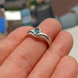 Emerald Ring, Sterling Silver Ring, Natural green Emerald, Pear Shaped Emerald, Handmade Silver Ring, Unique Design, Gift for Her, Size 8