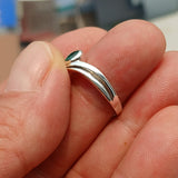 Emerald Ring, Sterling Silver Ring, Natural green Emerald, Pear Shaped Emerald, Handmade Silver Ring, Unique Design, Gift for Her, Size 8