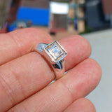 Minimalist Moonstone Ring, Moonstone Silver Ring, Princess cut Moonstone Ring, Sterling Silver Ring, Square Moonstone, Minimalist Ring -Size 7.5