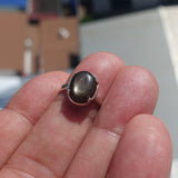 Natural Black Sapphire Ring, Sterling Silver Ring, Sapphire Silver Ring, Black Star Sapphire Ring, Minimalist Design, 6 Rays Star Sapphire - size 6.5