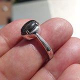 Natural Black Sapphire Ring, Sterling Silver Ring, Sapphire Silver Ring, Black Star Sapphire Ring, Minimalist Design, 6 Rays Star Sapphire - size 6.5