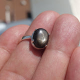 Natural Black Sapphire Ring, Sterling Silver Ring, Sapphire Silver Ring, Black Star Sapphire Ring, Minimalist Design, 6 Rays Star Sapphire - size 6.5