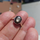 Natural Black Sapphire Ring, Sterling Silver Ring, Sapphire Silver Ring, Black Star Sapphire Ring, Minimalist Design, 6 Rays Star Sapphire - size 6.5