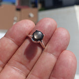 Natural Black Sapphire Ring, Sterling Silver Ring, Sapphire Silver Ring, Black Star Sapphire Ring, Minimalist Ring Design, 6 Rays Star Sapphire - size 6.5
