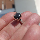 Natural Black Sapphire Ring, Sterling Silver Ring, Sapphire Silver Ring, Black Star Sapphire Ring, Minimalist Ring Design, 6 Rays Star Sapphire - size 6.5
