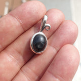Black Star Diopside Pendant, Black Star Pendant, Art Pendant, Sterling Silver Pendant, 4 Rays Black Star Diopside Charm,