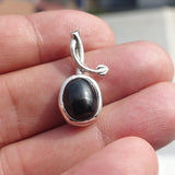 Black Star Diopside Pendant, Black Star Charm, Minimalist Pendant, Sterling Silver Pendant, 4 Rays Black Star Diopside Charm