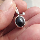 Black Star Diopside Pendant, Black Star Charm, Minimalist Pendant, Sterling Silver Pendant, 4 Rays Black Star Diopside Charm