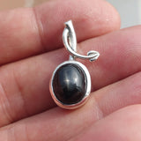 Black Star Diopside Pendant, Black Star Charm, Minimalist Pendant, Sterling Silver Pendant, 4 Rays Black Star Diopside Charm