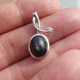 Black Star Diopside Pendant, Black Star Charm, Minimalist Pendant, Sterling Silver Pendant, 4 Rays Black Star Diopside Charm