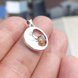 Crescent Moon Pendant, Sterling Silver Pendant, Multicolor Opal Pendant, Smiling Moon Pendant