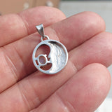 Crescent Moon Pendant, Sterling Silver Pendant, Multicolor Opal Pendant, Smiling Moon Pendant
