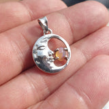 Crescent Moon Pendant, Sterling Silver Pendant, Multicolor Opal Pendant, Smiling Moon Pendant