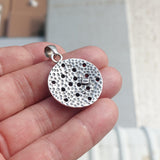 Garnet Silver Pendant, Round shaped Sterling Silver Gemstone Pendant with Garnet, Symmetric Amulet, Sterling silver pendant