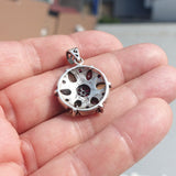 Garnet Peridot Silver Pendant, Star shaped Sterling Silver Gemstone Pendant with Garnet, Peridot and Rubies, Symmetric Amulet, Sterling silver pendant
