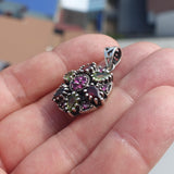 Garnet Peridot Silver Pendant, Star shaped Sterling Silver Gemstone Pendant with Garnet, Peridot and Rubies, Symmetric Amulet, Sterling silver pendant