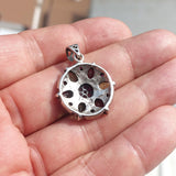 Garnet Peridot Silver Pendant, Star shaped Sterling Silver Gemstone Pendant with Garnet, Peridot and Rubies, Symmetric Amulet, Sterling silver pendant