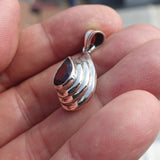 Garnet Silver Pendant, Pear shaped Sterling Silver Gemstone Pendant with Garnet, Symmetric Amulet, Sterling silver pendant