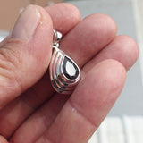 Garnet Silver Pendant, Pear shaped Sterling Silver Gemstone Pendant with Garnet, Symmetric Amulet, Sterling silver pendant