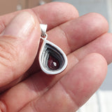 Garnet Silver Pendant, Pear shaped Sterling Silver Gemstone Pendant with Garnet, Symmetric Amulet, Sterling silver pendant