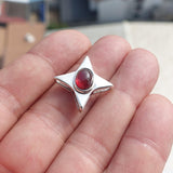 Garnet Star Silver Pendant, Star shaped Sterling Silver Gemstone Pendant with Garnet, Symmetric Amulet, Sterling silver pendant