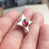 Garnet Star Silver Pendant, Star shaped Sterling Silver Gemstone Pendant with Garnet, Symmetric Amulet, Sterling silver pendant