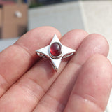 Garnet Star Silver Pendant, Star shaped Sterling Silver Gemstone Pendant with Garnet, Symmetric Amulet, Sterling silver pendant