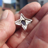 Garnet Star Silver Pendant, Star shaped Sterling Silver Gemstone Pendant with Garnet, Symmetric Amulet, Sterling silver pendant