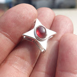Garnet Star Silver Pendant, Star shaped Sterling Silver Gemstone Pendant with Garnet, Symmetric Amulet, Sterling silver pendant