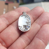 Natural Moonstone Pendant, Sterling Silver Pendant, oval pendant, 3 Moonstone floral Pendant, round Moonstones, moonstone necklace