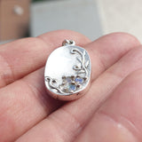 Natural Moonstone Pendant, Sterling Silver Pendant, oval pendant, 3 Moonstone floral Pendant, round Moonstones, moonstone necklace