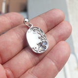 Natural Moonstone Pendant, Sterling Silver Pendant, oval pendant, 3 Moonstone floral Pendant, round Moonstones, moonstone necklace