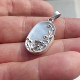 Natural Moonstone Pendant, Sterling Silver Pendant, oval pendant, 3 Moonstone floral Pendant, round Moonstones, moonstone necklace