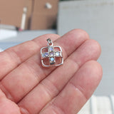 Natural Moonstone Pendant, Sterling Silver Pendant, square pendant, 5 Moonstone cross Pendant, round Moonstones, moonstone necklace