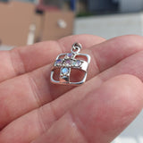 Natural Moonstone Pendant, Sterling Silver Pendant, square pendant, 5 Moonstone cross Pendant, round Moonstones, moonstone necklace