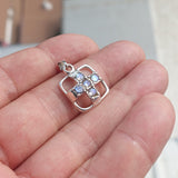 Natural Moonstone Pendant, Sterling Silver Pendant, square pendant, 5 Moonstone cross Pendant, round Moonstones, moonstone necklace