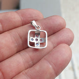 Natural Moonstone Pendant, Sterling Silver Pendant, square pendant, 5 Moonstone cross Pendant, round Moonstones, moonstone necklace