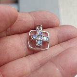 Natural Moonstone Pendant, Sterling Silver Pendant, square pendant, 5 Moonstone cross Pendant, round Moonstones, moonstone necklace