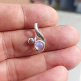 Moonstone Pendant, Moonstone Charm, Sterling Silver Pendant, Minimalist Loop Pendant, natural Ceylon Moonstone, Gift for Her