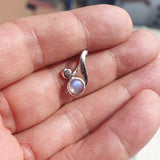 Moonstone Pendant, Moonstone Charm, Sterling Silver Pendant, Minimalist Loop Pendant, natural Ceylon Moonstone, Gift for Her
