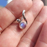 Moonstone Pendant, Moonstone Charm, Sterling Silver Pendant, Minimalist Loop Pendant, natural Ceylon Moonstone, Gift for Her