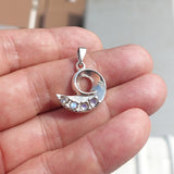 Natural Moonstone Pendant, Sterling Silver Pendant, Fantasy pendant, 4 Moonstone Pendant, round Moonstones, moonstone necklace