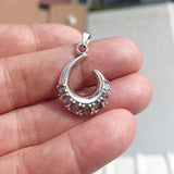 Natural Moonstone Pendant, Sterling Silver Pendant, Fantasy pendant, 7 Moonstone Pendant, round Moonstones, moonstone necklace