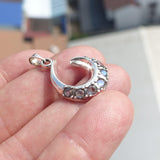 Natural Moonstone Pendant, Sterling Silver Pendant, Fantasy pendant, 7 Moonstone Pendant, round Moonstones, moonstone necklace